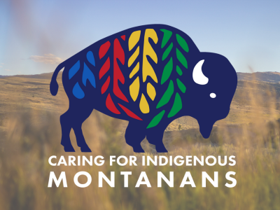 caring for indigenous montanas logo with field background