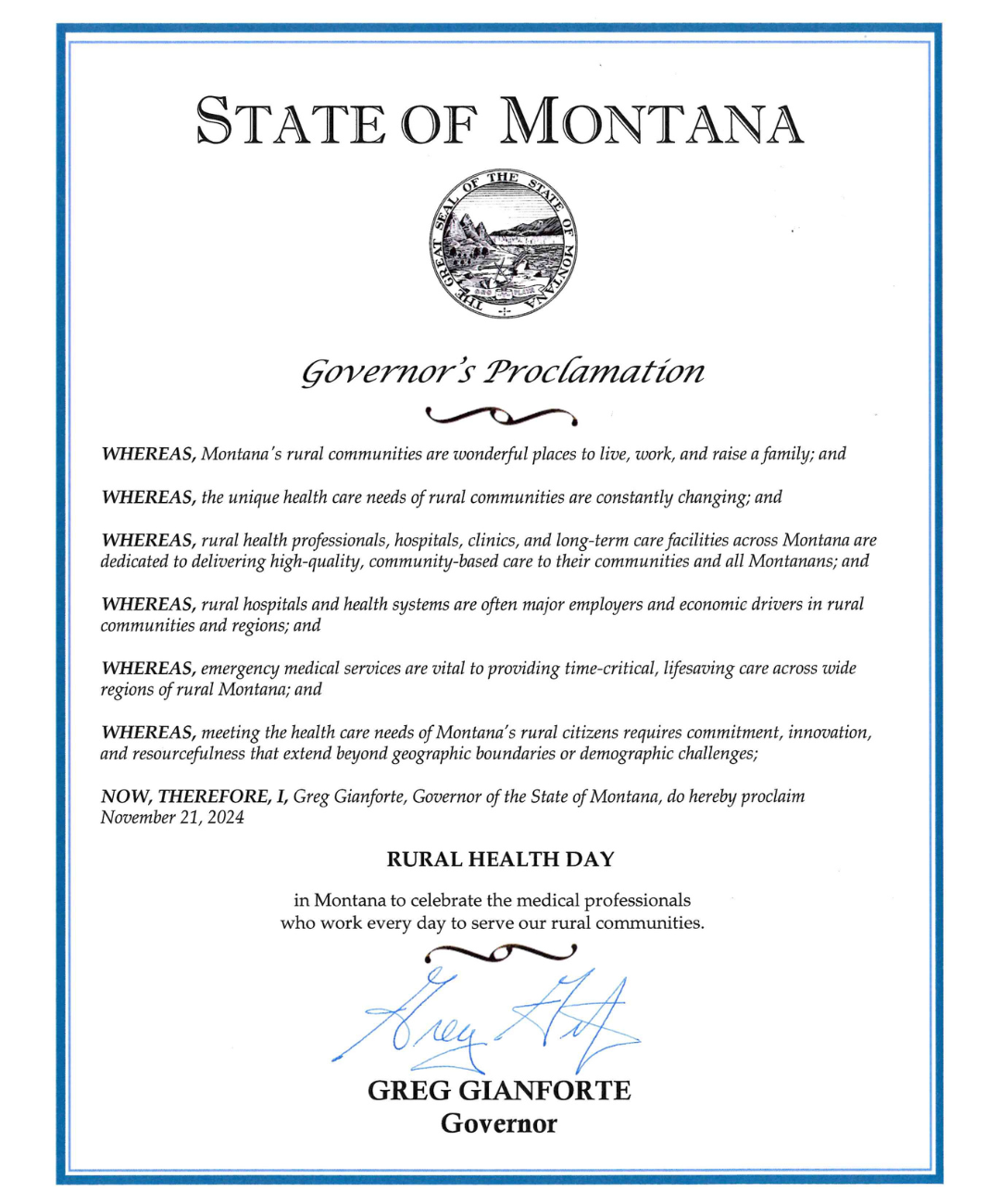 National Rural Health Day Proclamation