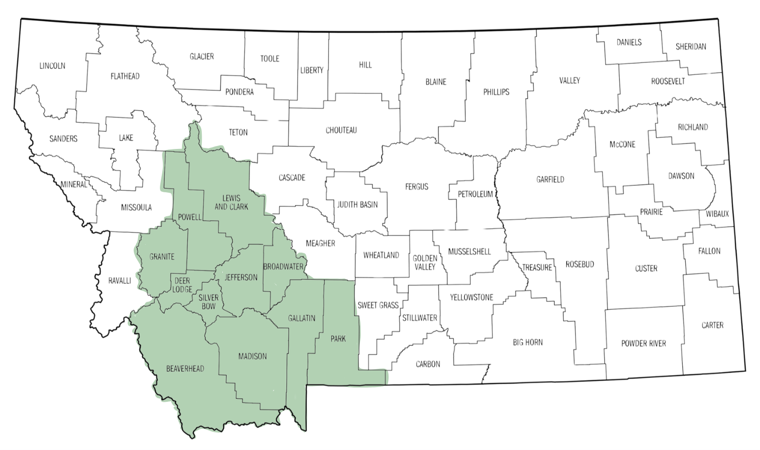 montana map with sc ahec counties