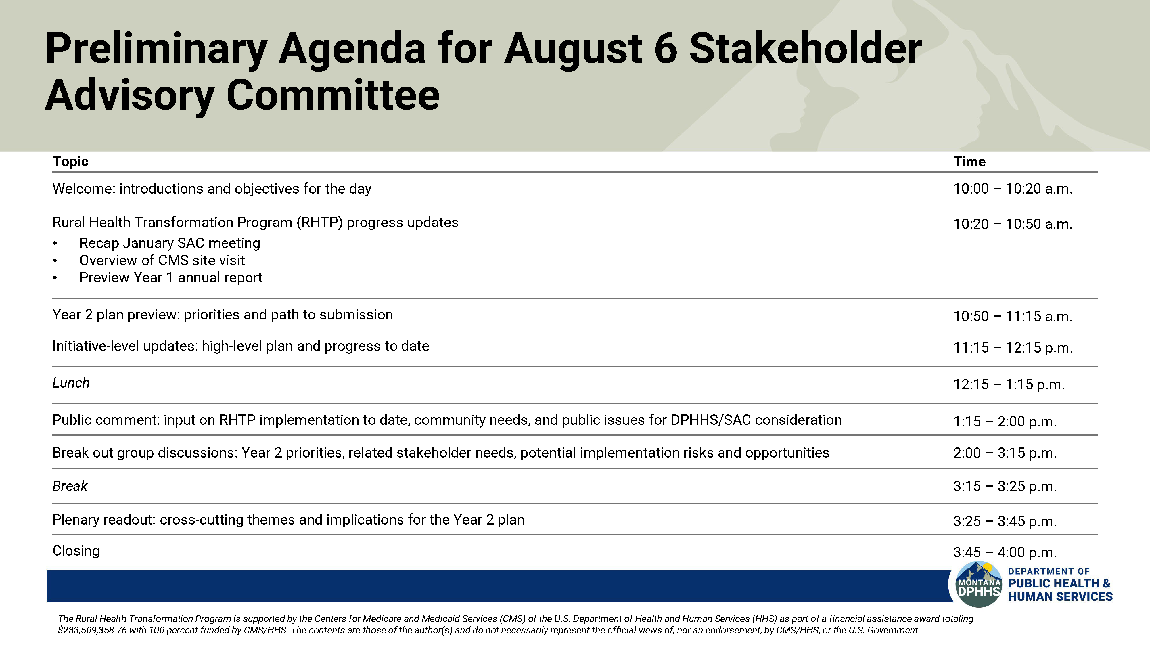 SAC Meeting Agenda Summer 2026
